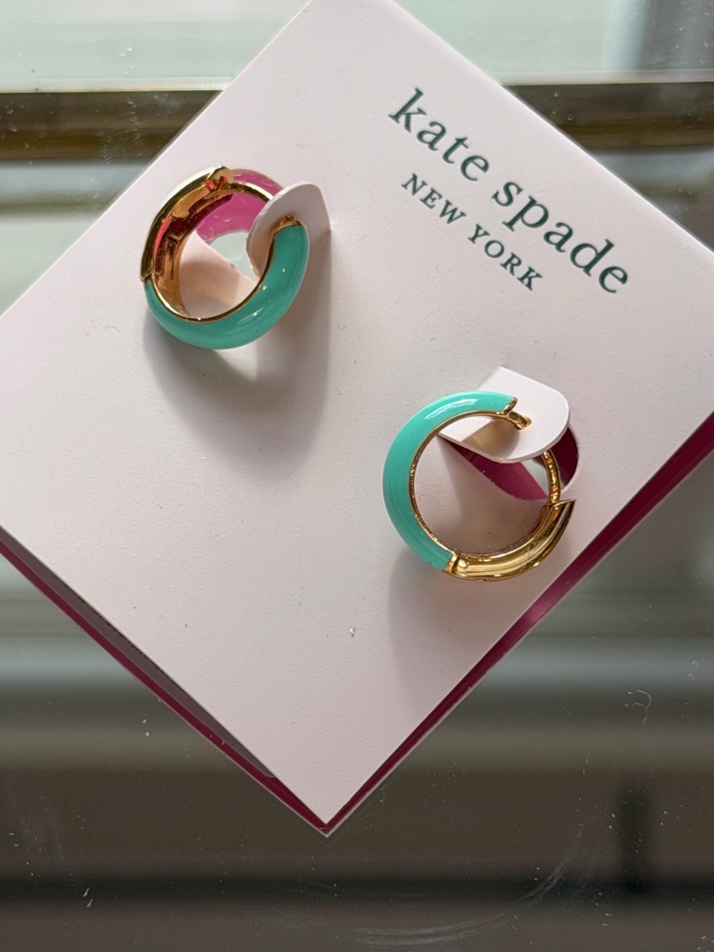 kate spade Turquoise Enamel Hoop Earrings